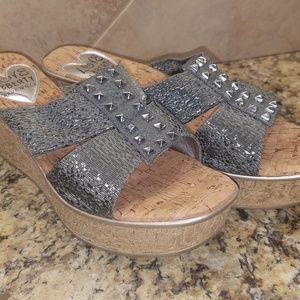 Love and Liberty Women's Grey Wedge Sandals